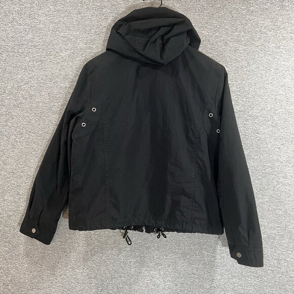 Talbots Jacket Women Sz Medium Black Full Zip Hooded Mesh Lined Fall Spring Coat - Picture 13 of 13